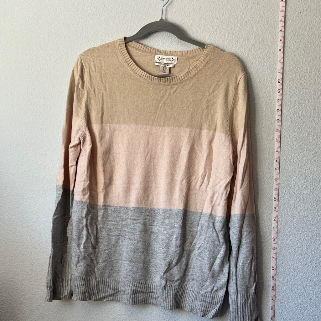 Nanette Lepore Color Block Strip 100% Cashmere Sweater. Xl